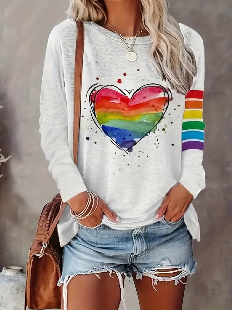 Alexa | Buntes Regenbogen-Shirt für Damen