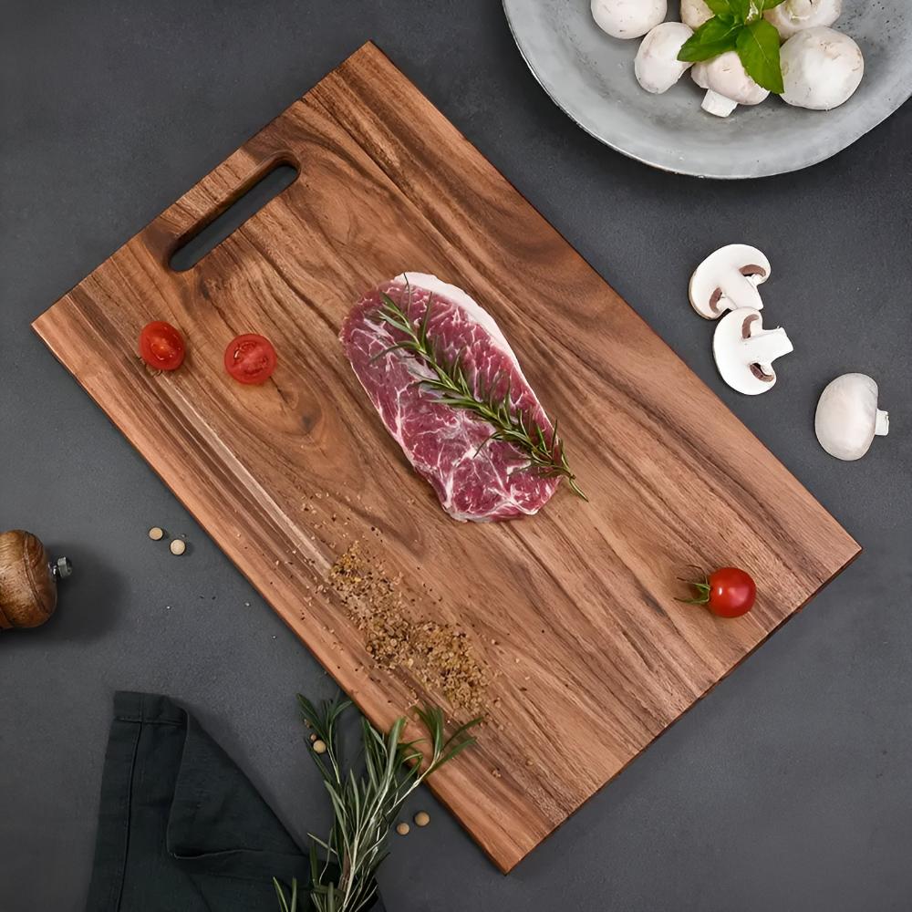 Solid Wood Cutting Board with Handle Slot