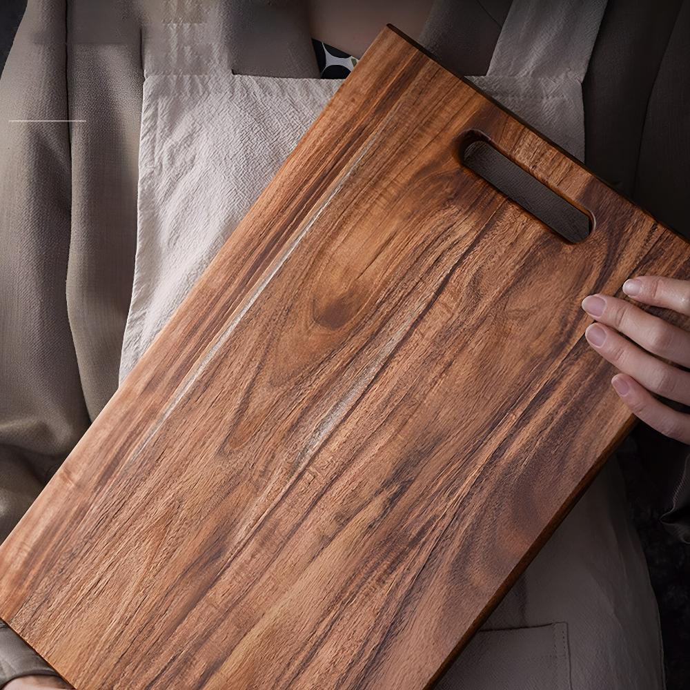 Solid Wood Cutting Board with Handle Slot