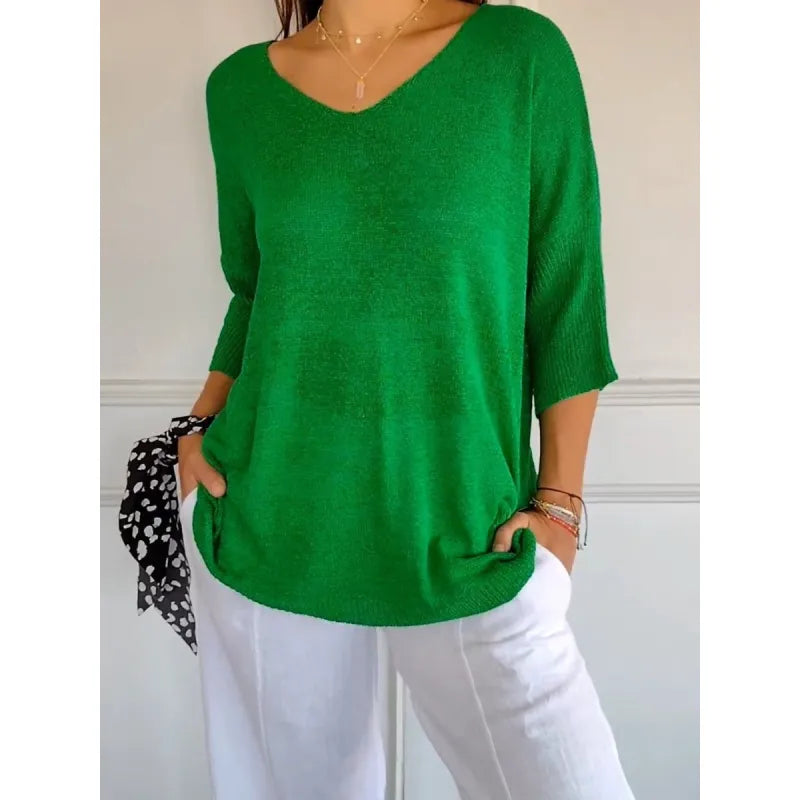 Aina | Modernes Stricktop mit V-Ausschnitt für Damen