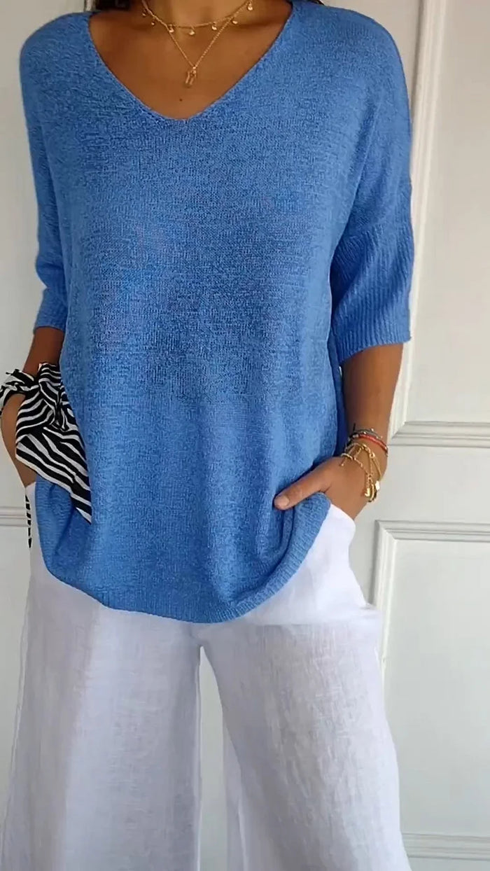Aina | Modernes Stricktop mit V-Ausschnitt für Damen