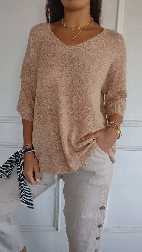 Aina | Modernes Stricktop mit V-Ausschnitt für Damen
