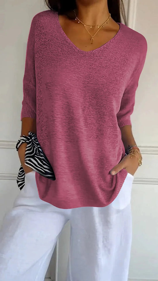 Aina | Modernes Stricktop mit V-Ausschnitt für Damen