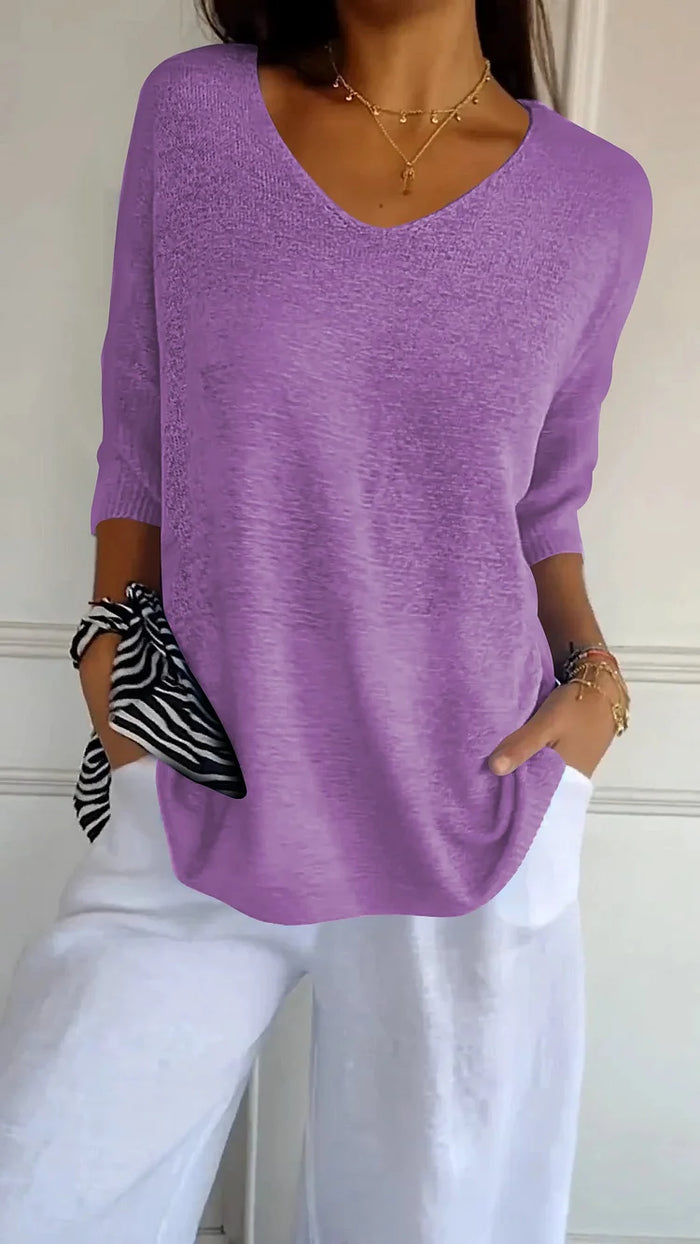 Aina | Modernes Stricktop mit V-Ausschnitt für Damen