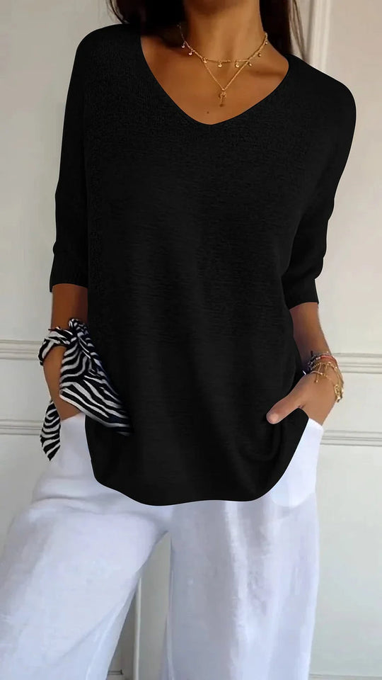 Aina | Modernes Stricktop mit V-Ausschnitt für Damen
