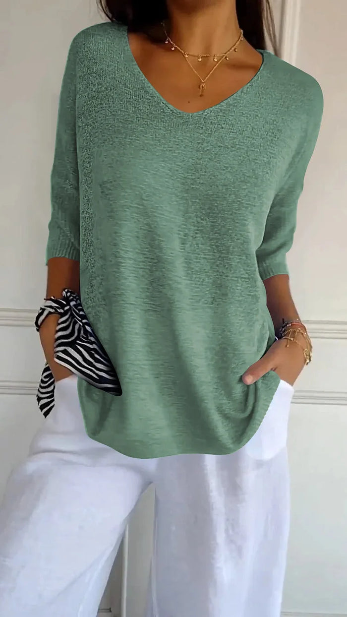 Aina | Modernes Stricktop mit V-Ausschnitt für Damen