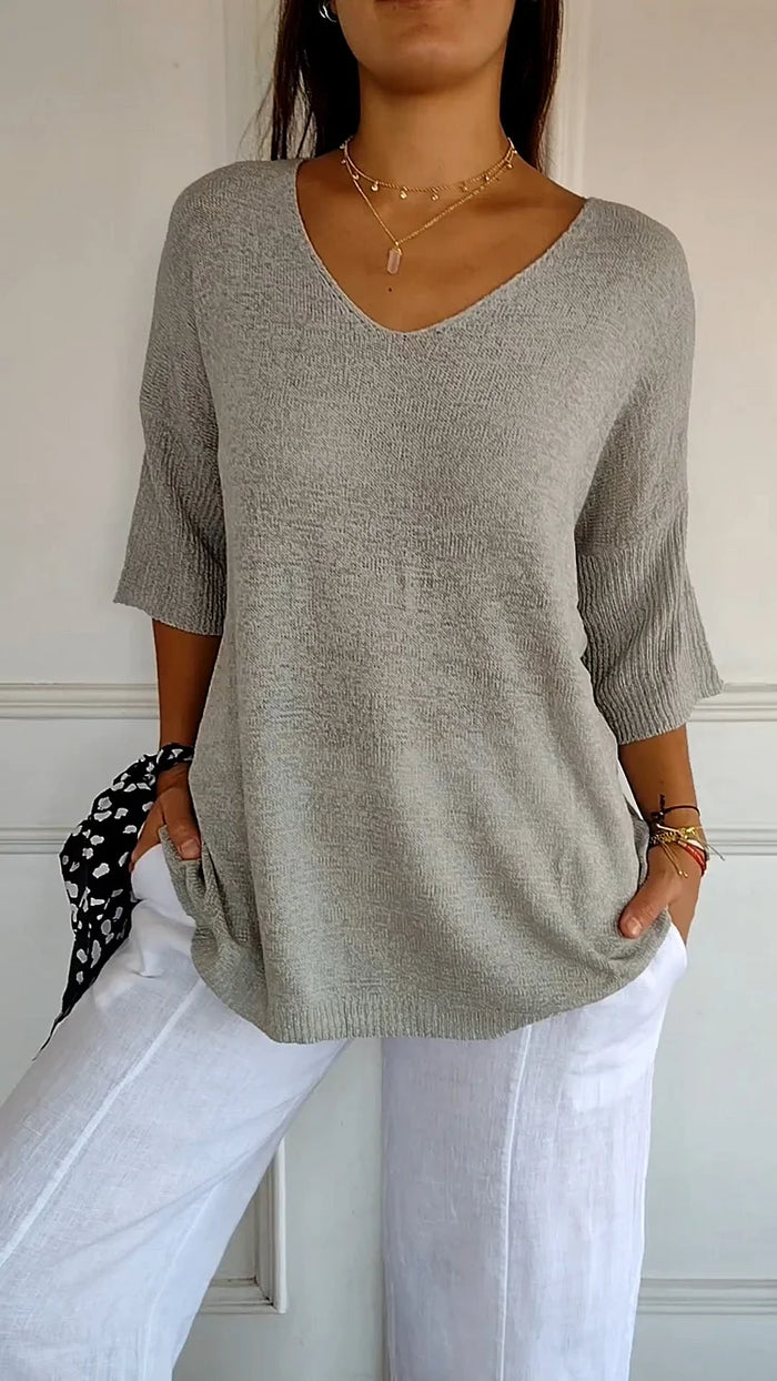 Aina | Modernes Stricktop mit V-Ausschnitt für Damen