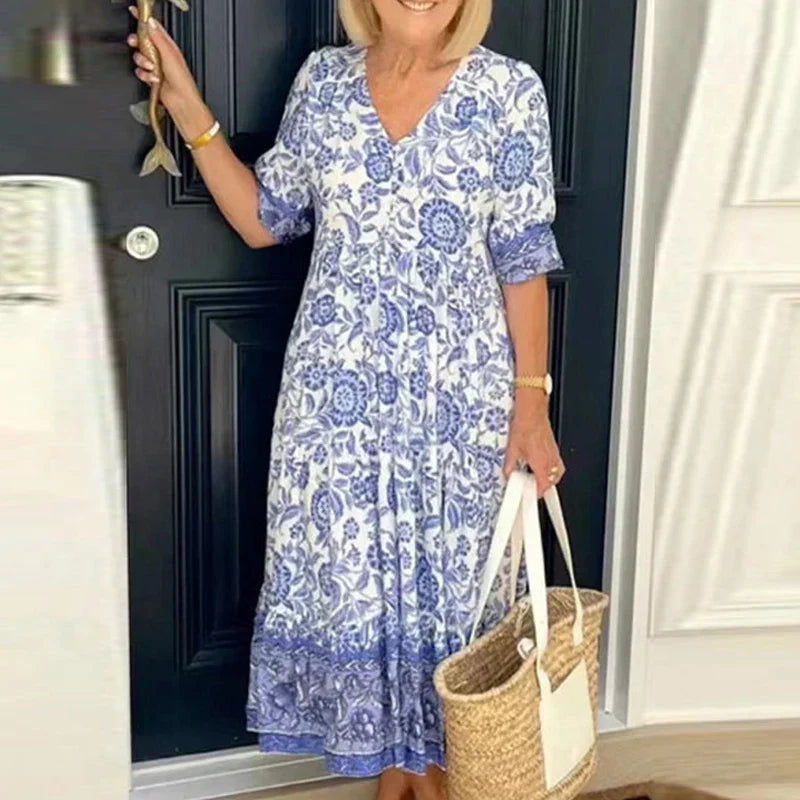 Amalina | Boho V-Ausschnitt-Kleid für Damen