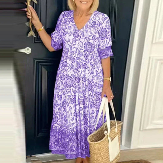 Amalina | Boho V-Ausschnitt-Kleid für Damen