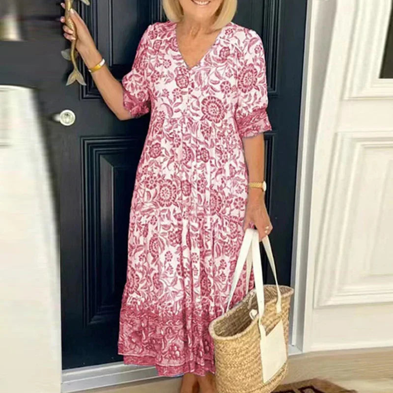 Amalina | Boho V-Ausschnitt-Kleid für Damen