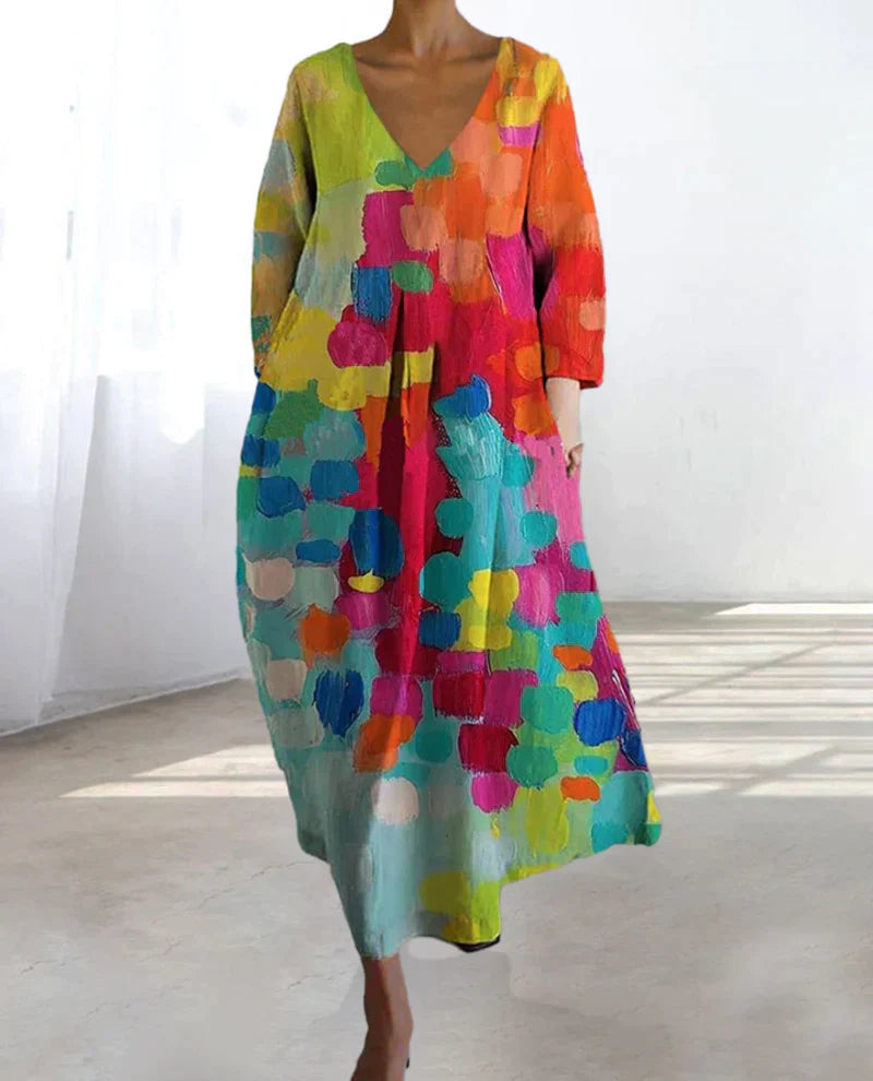 Anemone | Farbintensives gemustertes Kleid für Damen