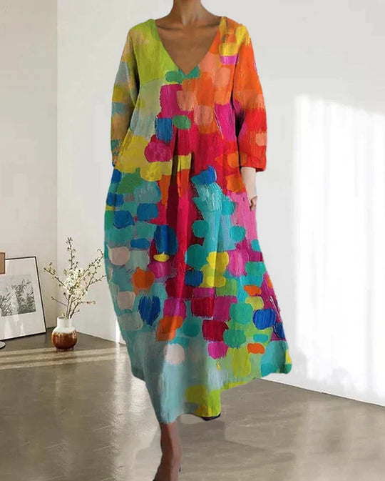 Anemone | Farbintensives gemustertes Kleid für Damen