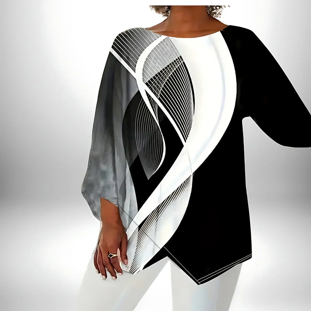 Annie | Geometrisches Langarm-Top für Damen