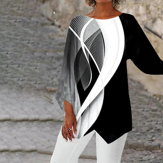 Annie | Geometrisches Langarm-Top für Damen
