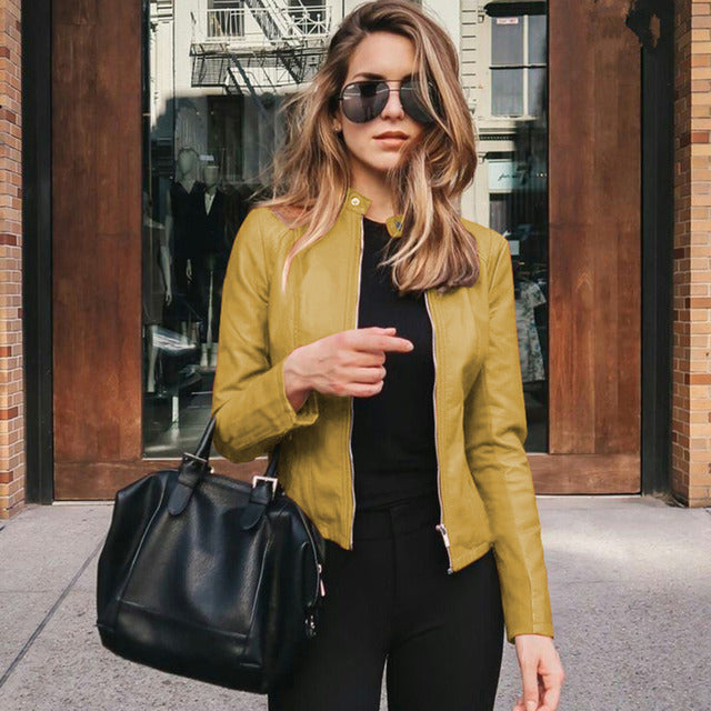 Aure | Slim-Fit PU-Lederjacke für Damen