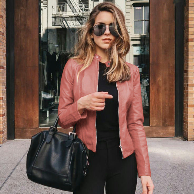 Aure | Slim-Fit PU-Lederjacke für Damen