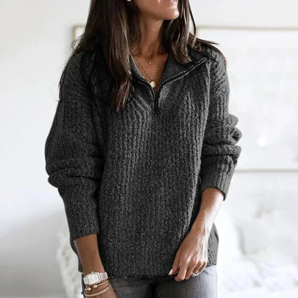 Ayanna | Trendiger Halbreißverschluss-Pullover für Damen