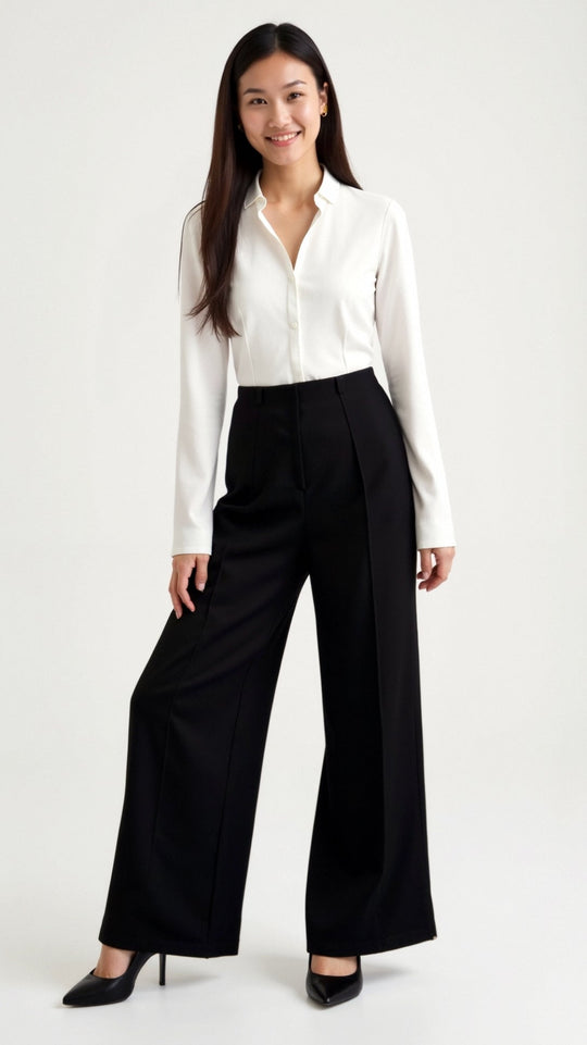 Baggy Hose mit Mittelhohem Bund für Damen