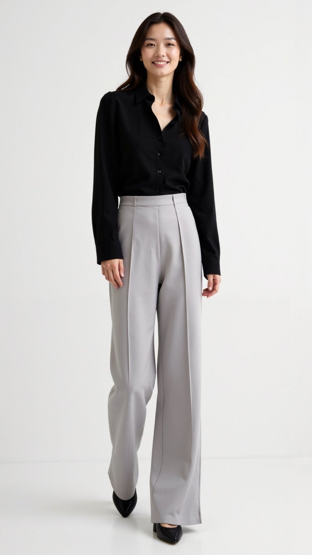 Baggy Hose mit Mittelhohem Bund für Damen