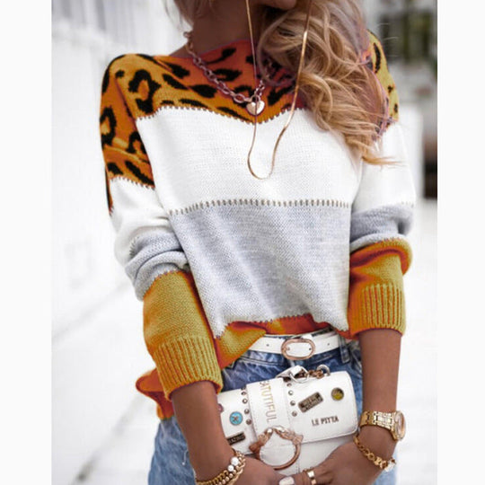 Bedruckter Damenpullover mit Jaguar-Print für Damen