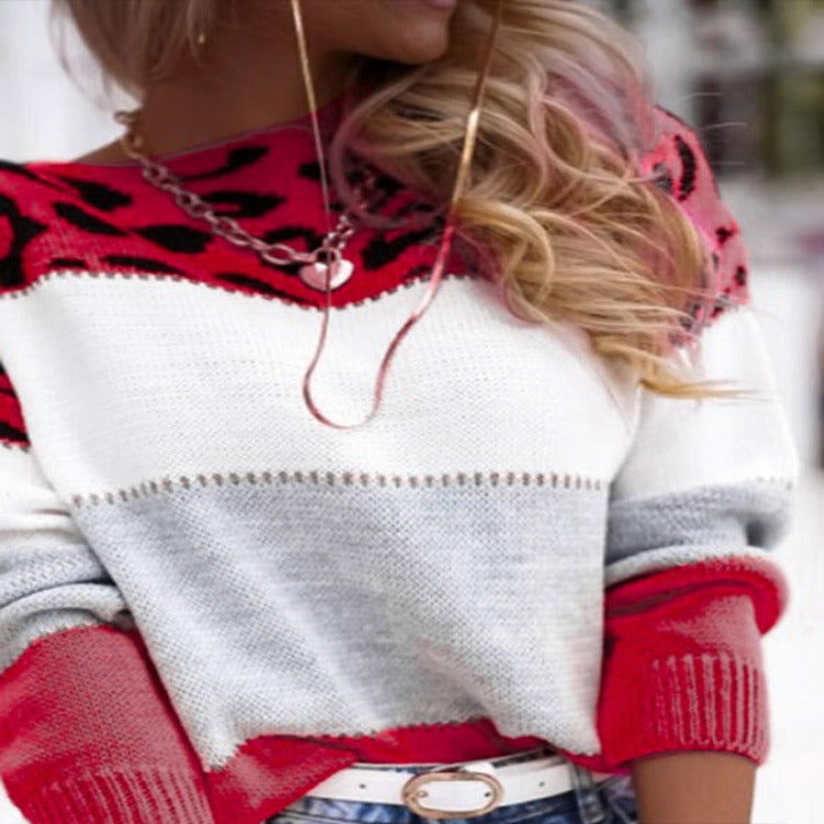 Bedruckter Damenpullover mit Jaguar-Print für Damen