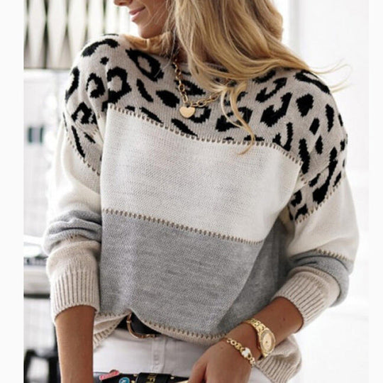 Bedruckter Damenpullover mit Jaguar-Print für Damen