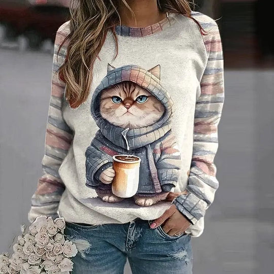 Blanchee | Süßer Pullover mit Katzenmotiv für Damen