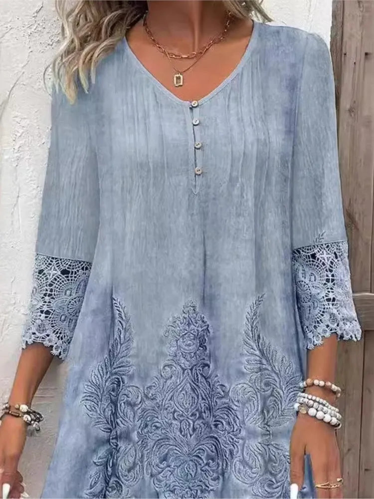 Borghilda | Schickes V-Ausschnitt-Kleid für Damen