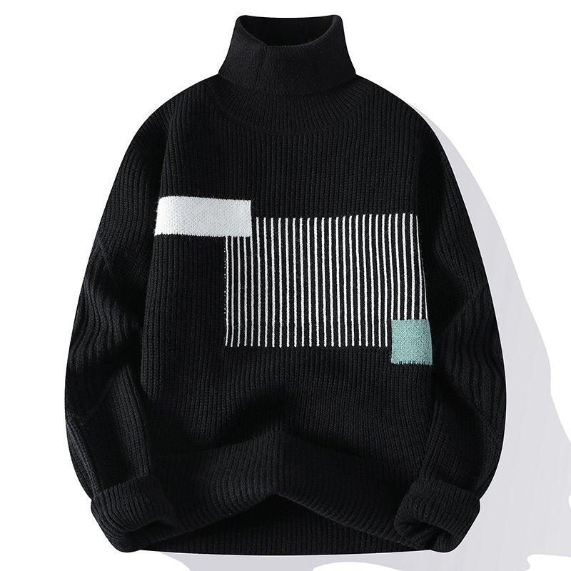 Caspar | Gemusterter Rollkragenpullover für Herren
