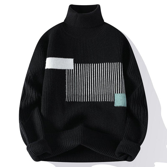 Caspar | Gemusterter Rollkragenpullover für Herren