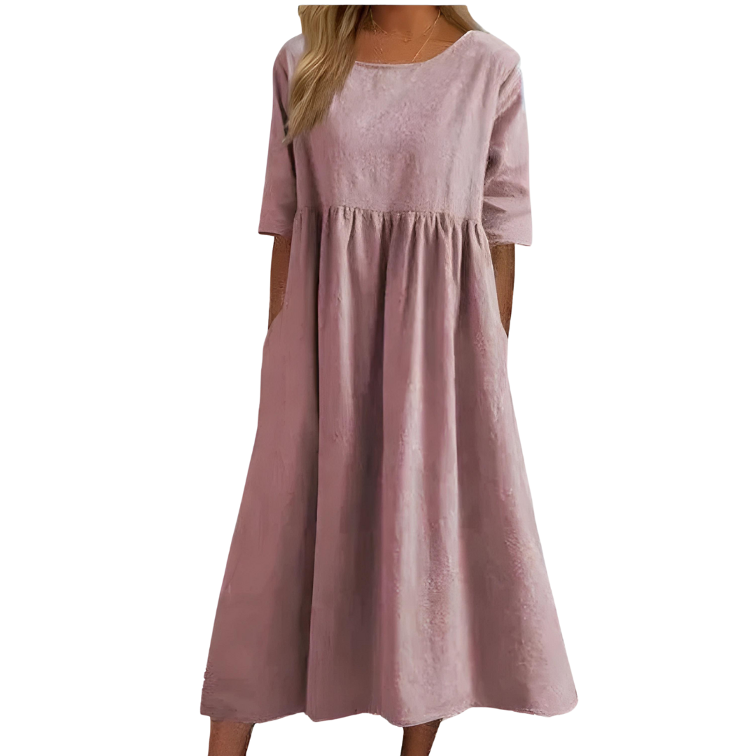 Variant image for Damen Baumwoll Sommerkleid mit Rundhalsausschnitt und Knotendesign-17