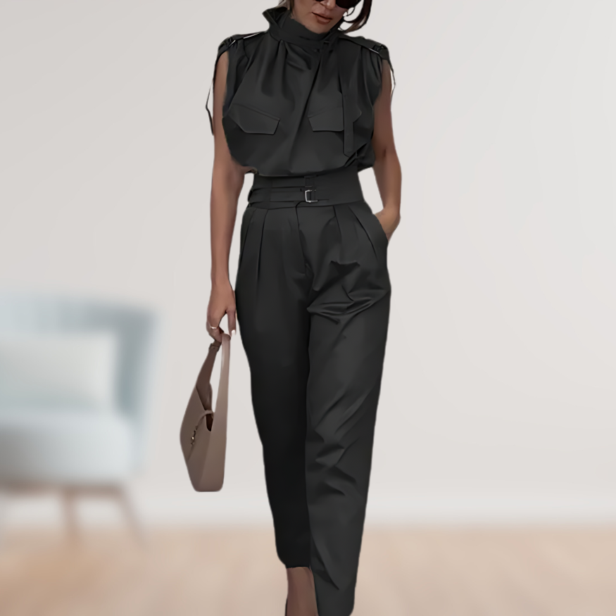 Damen Jumpsuit Baumwolle Ärmellos Elegant für Hochzeit