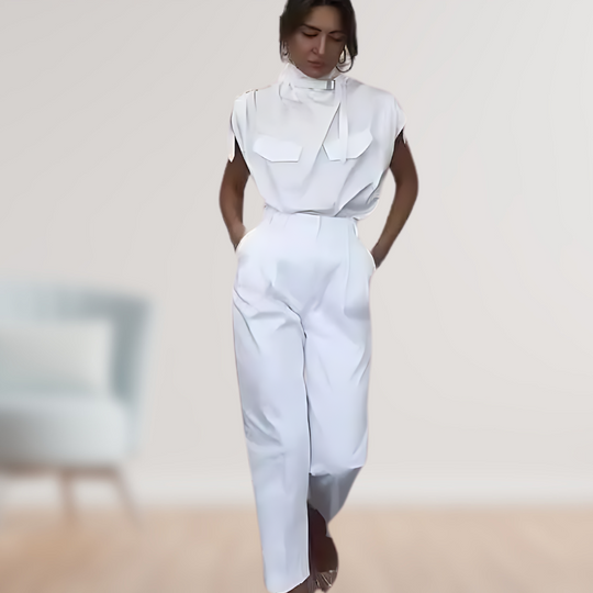 Damen Jumpsuit Baumwolle Ärmellos Elegant für Hochzeit