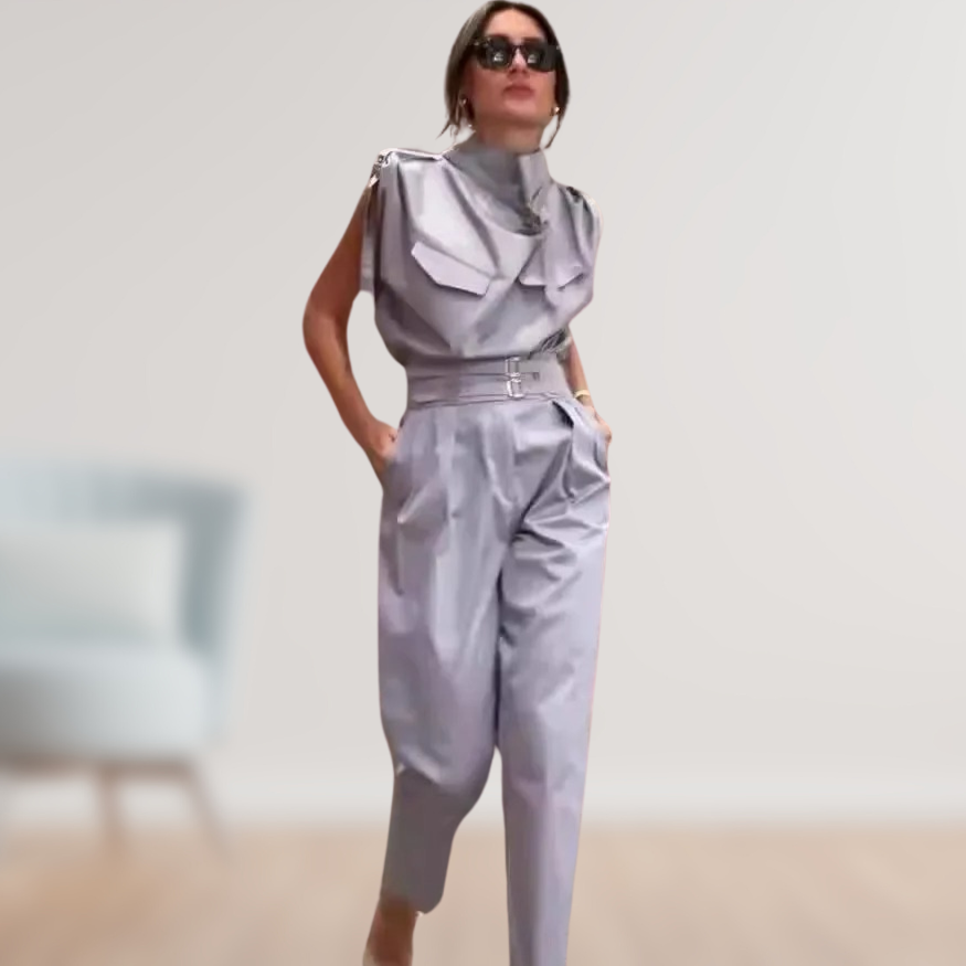 Damen Jumpsuit Baumwolle Ärmellos Elegant für Hochzeit
