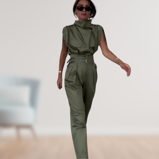 Damen Jumpsuit Baumwolle Ärmellos Elegant für Hochzeit
