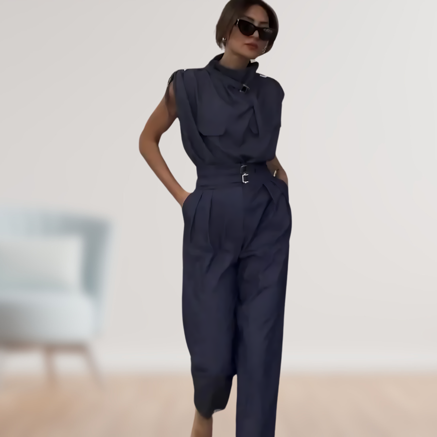 Damen Jumpsuit Baumwolle Ärmellos Elegant für Hochzeit