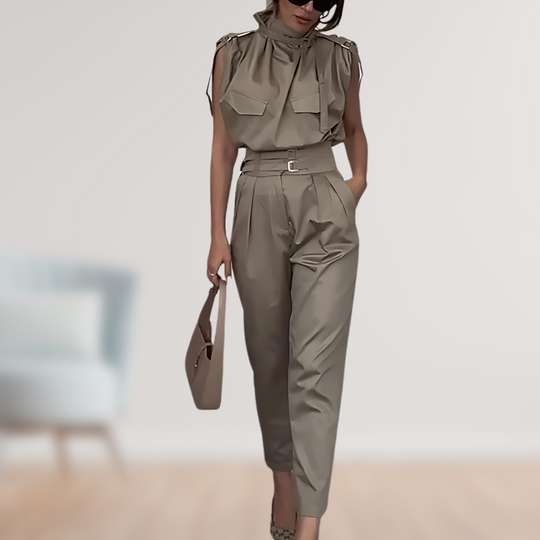 Damen Jumpsuit Baumwolle Ärmellos Elegant für Hochzeit