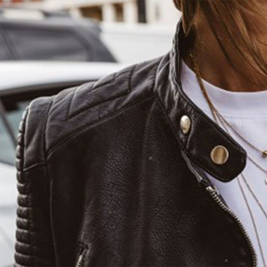 Damen PU-Lederjacke Hochwertig Elegantes Design