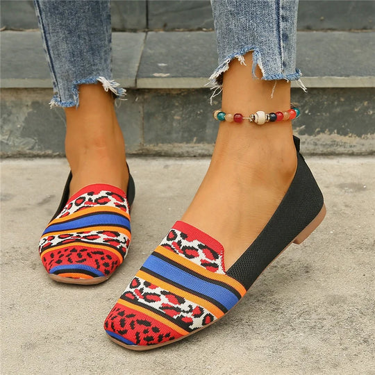 Damen Mesh Strickflats Slip-On Sommer Schuhe Atmungsaktiv
