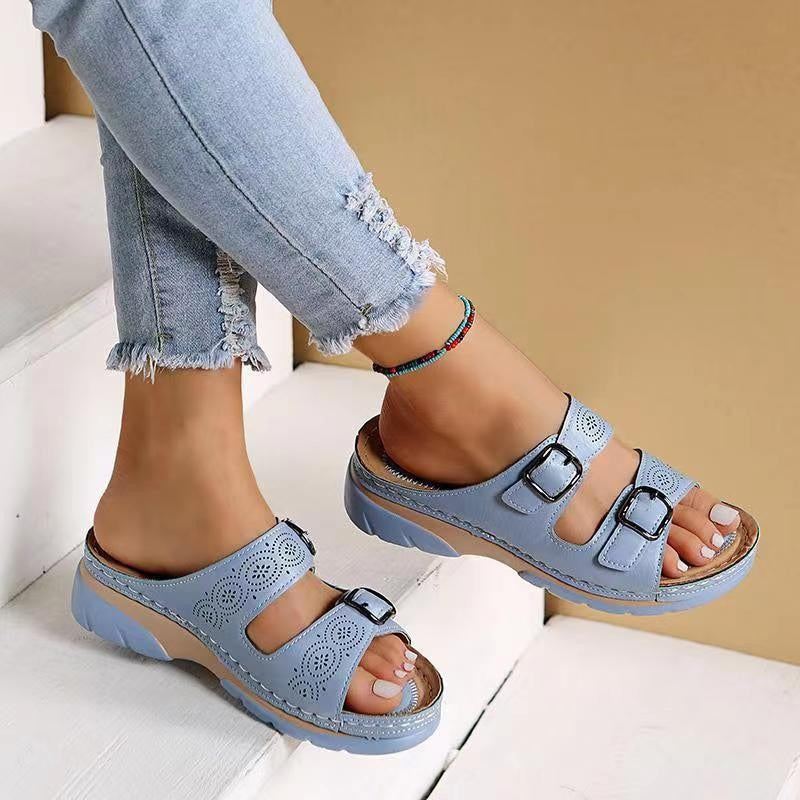 Damen Orthopädische Sandalen mit Doppelten Schnallen