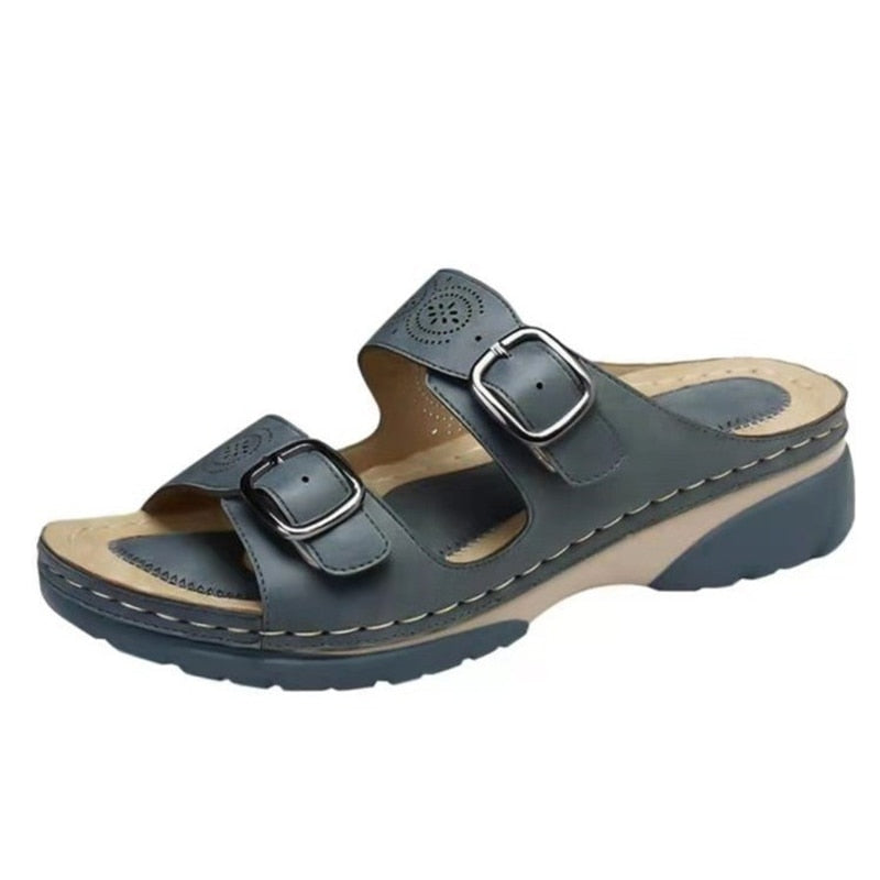 Damen Orthopädische Sandalen mit Doppelten Schnallen