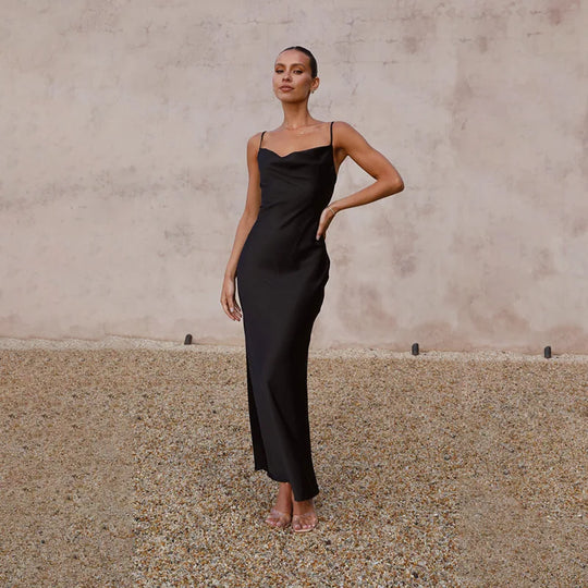 Variant image for Damen Satin Maxikleid für Abendveranstaltungen und Sommerkleider-13