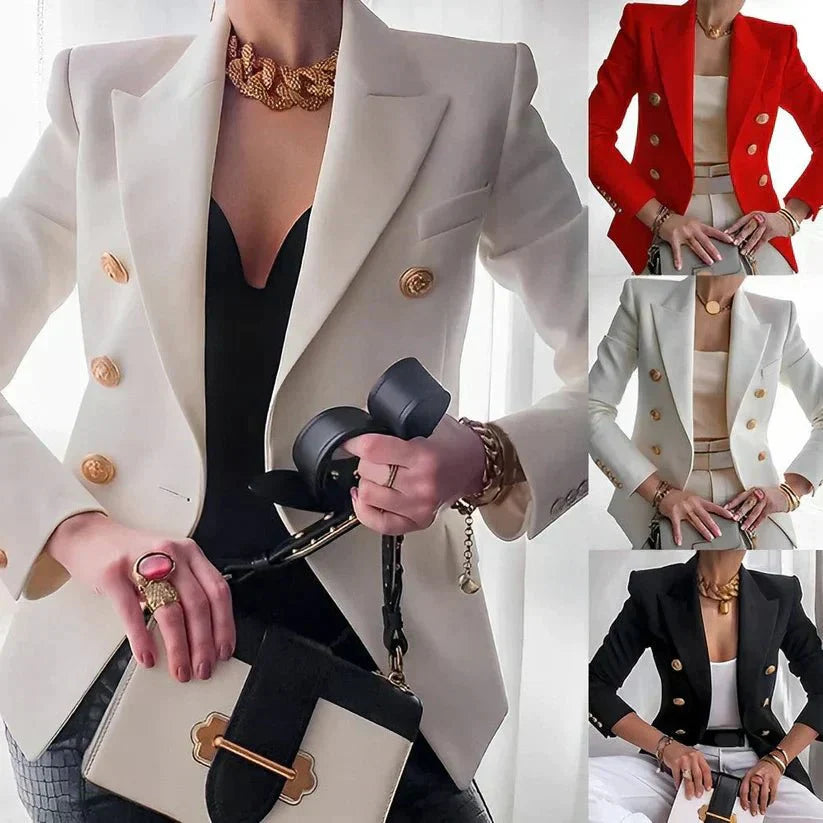 Damen Sommer Blazer Baumwolle Doppelbrüstig mit Goldknöpfen