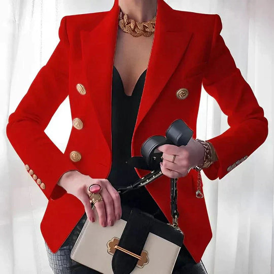 Damen Sommer Blazer Baumwolle Doppelbrüstig mit Goldknöpfen