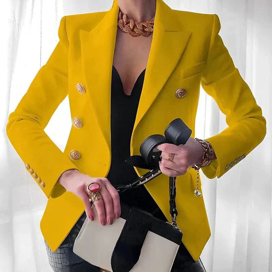 Damen Sommer Blazer Baumwolle Doppelbrüstig mit Goldknöpfen