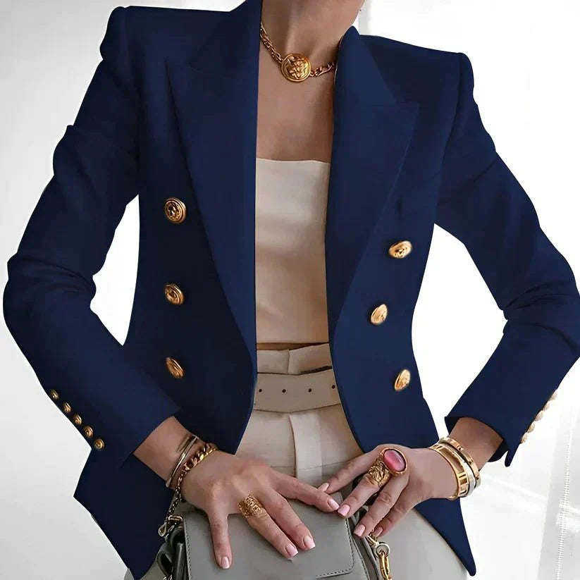 Damen Sommer Blazer Baumwolle Doppelbrüstig mit Goldknöpfen
