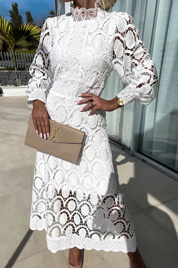 Damen Spitzen Midi Kleid für Abendkleider und Cocktailkleider