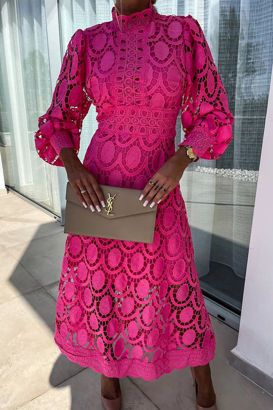 Damen Spitzen Midi Kleid für Abendkleider und Cocktailkleider