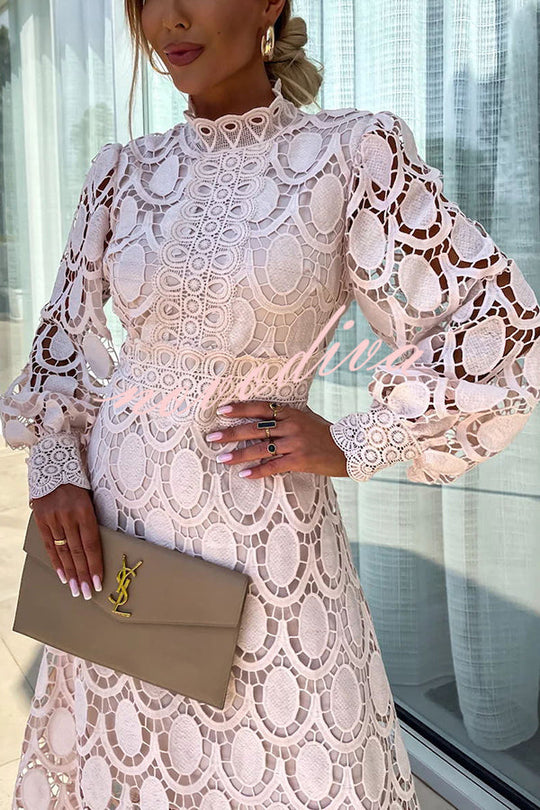 Damen Spitzen Midi Kleid für Abendkleider und Cocktailkleider