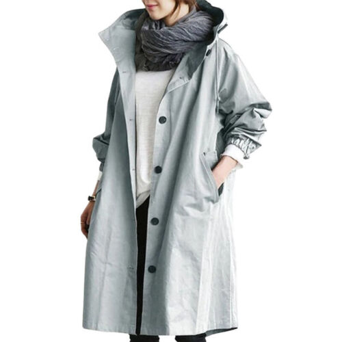 Damen Trenchcoat Leichtes Material mit Kapuze